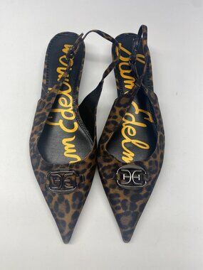 Sam Edelman Women's Aggie Leopard Pointy Slingback Flat Sz 10.5